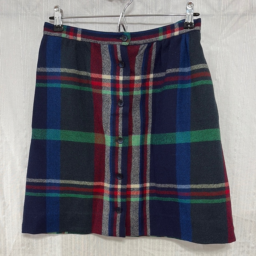 Vintage Plaid A-Line Button Front Mini Skirt